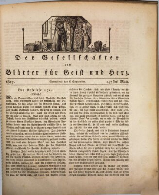 Der Gesellschafter oder Blätter für Geist und Herz Samstag 6. September 1817