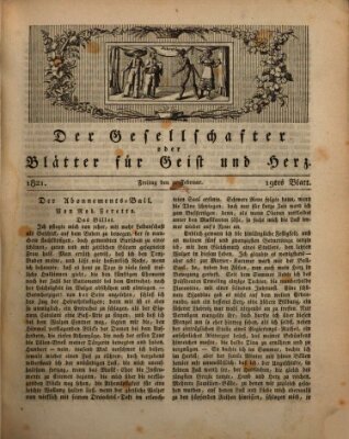 Der Gesellschafter oder Blätter für Geist und Herz Freitag 2. Februar 1821