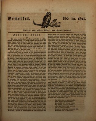 Der Gesellschafter oder Blätter für Geist und Herz Mittwoch 20. Juni 1821