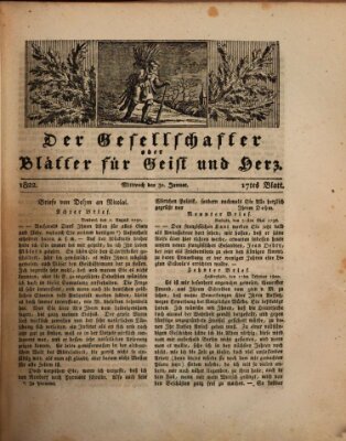 Der Gesellschafter oder Blätter für Geist und Herz Mittwoch 30. Januar 1822