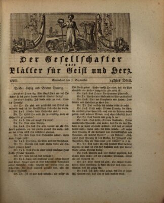 Der Gesellschafter oder Blätter für Geist und Herz Samstag 7. September 1822