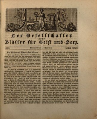 Der Gesellschafter oder Blätter für Geist und Herz Samstag 14. September 1822