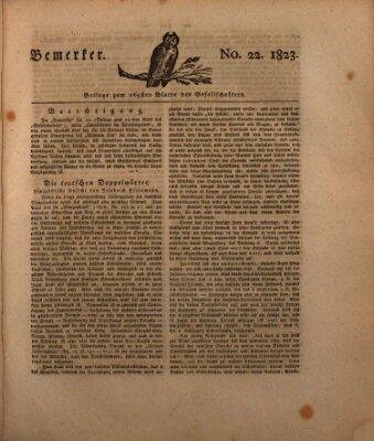 Der Gesellschafter oder Blätter für Geist und Herz Mittwoch 22. Oktober 1823