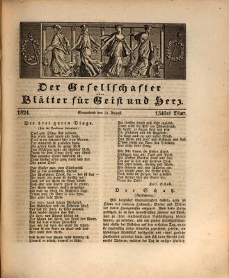Der Gesellschafter oder Blätter für Geist und Herz Samstag 21. August 1824