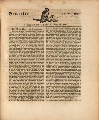 Der Gesellschafter oder Blätter für Geist und Herz Mittwoch 22. Dezember 1824