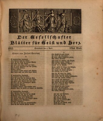 Der Gesellschafter oder Blätter für Geist und Herz Samstag 9. April 1825