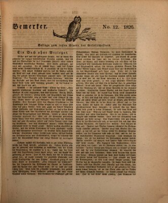 Der Gesellschafter oder Blätter für Geist und Herz Mittwoch 5. April 1826