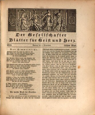 Der Gesellschafter oder Blätter für Geist und Herz Montag 4. September 1826