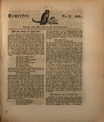 Der Gesellschafter oder Blätter für Geist und Herz Mittwoch 13. September 1826