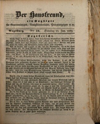 Der Hausfreund Sonntag 13. Januar 1839