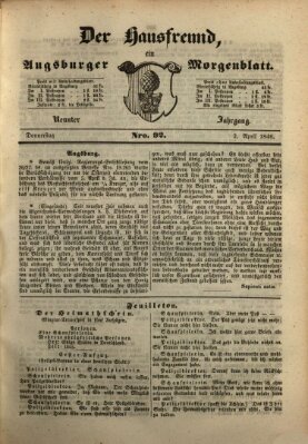 Der Hausfreund Donnerstag 2. April 1846