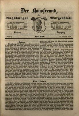 Der Hausfreund Montag 31. August 1846