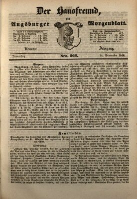 Der Hausfreund Donnerstag 24. September 1846