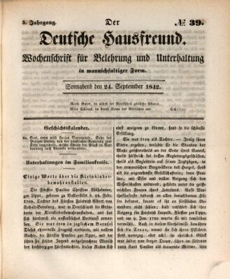 Der deutsche Hausfreund (Der Hausfreund) Samstag 24. September 1842