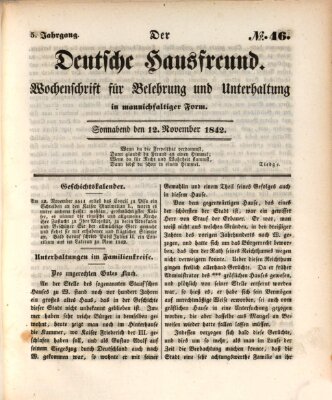 Der deutsche Hausfreund (Der Hausfreund) Samstag 12. November 1842