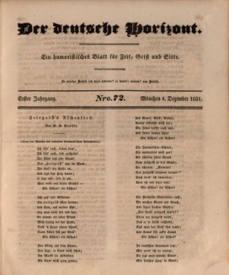 Der deutsche Horizont Sonntag 4. Dezember 1831