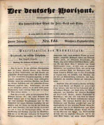 Der deutsche Horizont Sonntag 9. September 1832