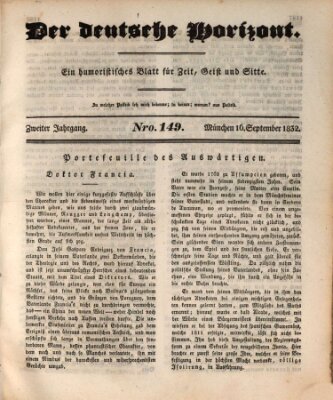 Der deutsche Horizont Sonntag 16. September 1832