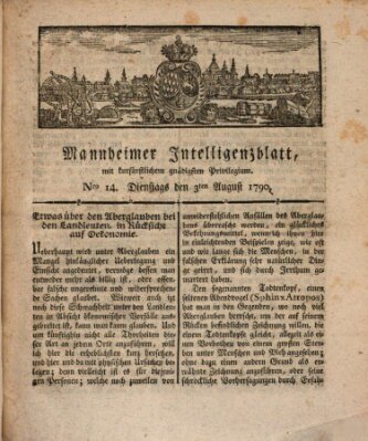 Mannheimer Intelligenzblatt Dienstag 3. August 1790