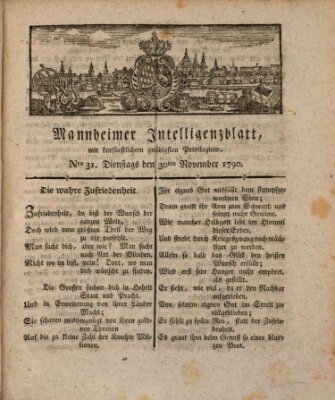 Mannheimer Intelligenzblatt Dienstag 30. November 1790
