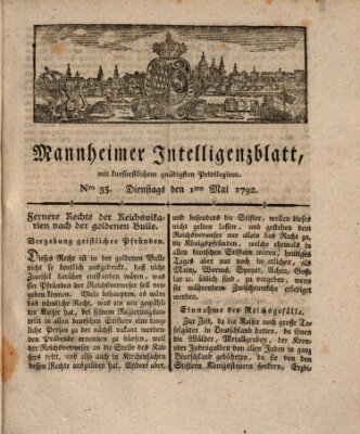Mannheimer Intelligenzblatt Dienstag 1. Mai 1792