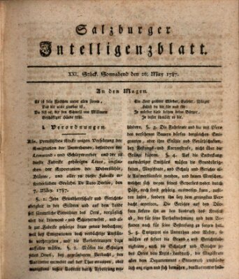 Salzburger Intelligenzblatt Samstag 26. Mai 1787