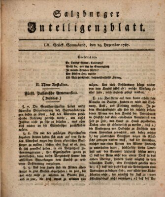 Salzburger Intelligenzblatt Samstag 29. Dezember 1787
