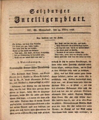 Salzburger Intelligenzblatt Samstag 29. März 1788