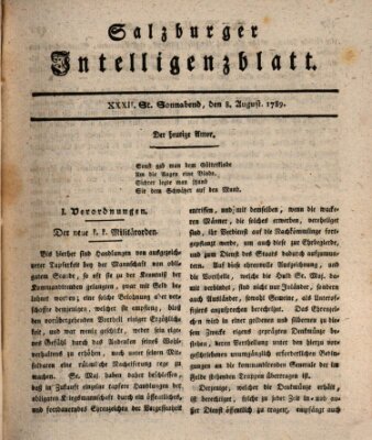 Salzburger Intelligenzblatt Samstag 8. August 1789