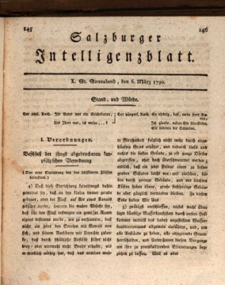 Salzburger Intelligenzblatt Samstag 6. März 1790