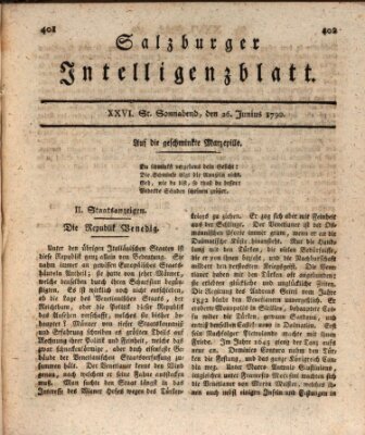 Salzburger Intelligenzblatt Samstag 26. Juni 1790