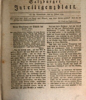 Salzburger Intelligenzblatt Samstag 19. Januar 1793