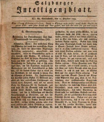 Salzburger Intelligenzblatt Samstag 12. Oktober 1793
