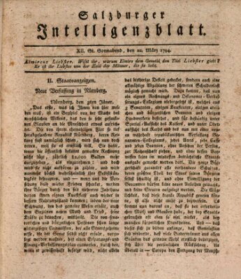 Salzburger Intelligenzblatt Samstag 22. März 1794