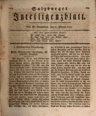 Salzburger Intelligenzblatt Samstag 21. Februar 1795