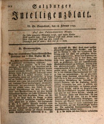 Salzburger Intelligenzblatt Samstag 28. Februar 1795