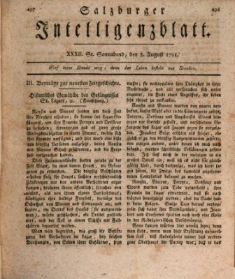 Salzburger Intelligenzblatt Samstag 8. August 1795