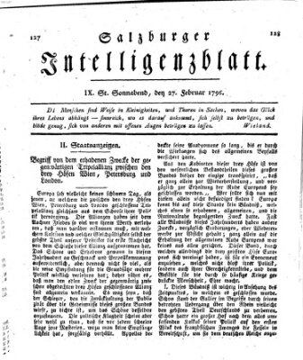 Salzburger Intelligenzblatt Samstag 27. Februar 1796