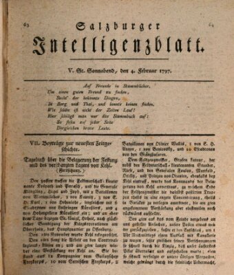 Salzburger Intelligenzblatt Samstag 4. Februar 1797