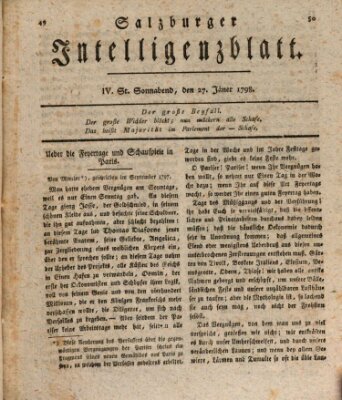 Salzburger Intelligenzblatt Samstag 27. Januar 1798