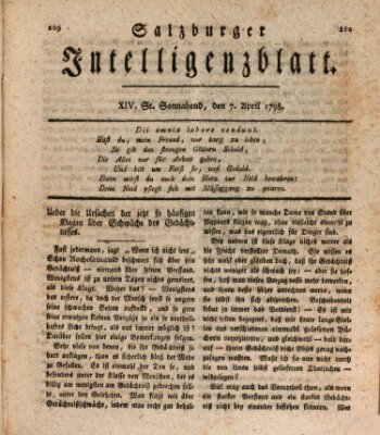 Salzburger Intelligenzblatt Samstag 7. April 1798