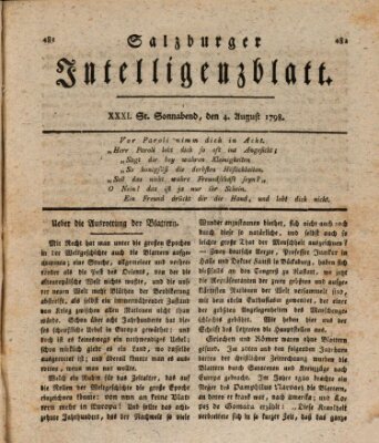 Salzburger Intelligenzblatt Samstag 4. August 1798
