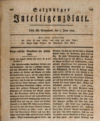 Salzburger Intelligenzblatt Samstag 1. Juni 1799