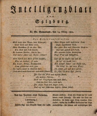 Intelligenzblatt von Salzburg (Salzburger Intelligenzblatt) Samstag 14. März 1801