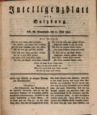 Intelligenzblatt von Salzburg (Salzburger Intelligenzblatt) Samstag 23. Mai 1801