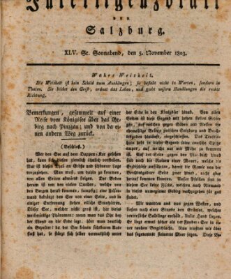 Intelligenzblatt von Salzburg (Salzburger Intelligenzblatt) Samstag 5. November 1803