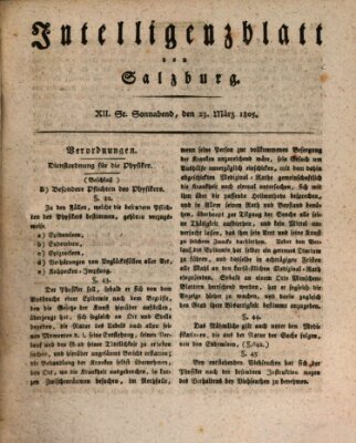 Intelligenzblatt von Salzburg (Salzburger Intelligenzblatt) Samstag 23. März 1805