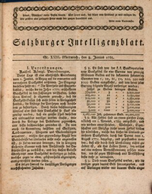 Salzburger Intelligenzblatt Mittwoch 8. Juni 1785