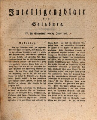 Intelligenzblatt von Salzburg (Salzburger Intelligenzblatt) Samstag 25. Januar 1806