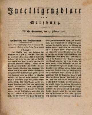 Intelligenzblatt von Salzburg (Salzburger Intelligenzblatt) Samstag 15. Februar 1806